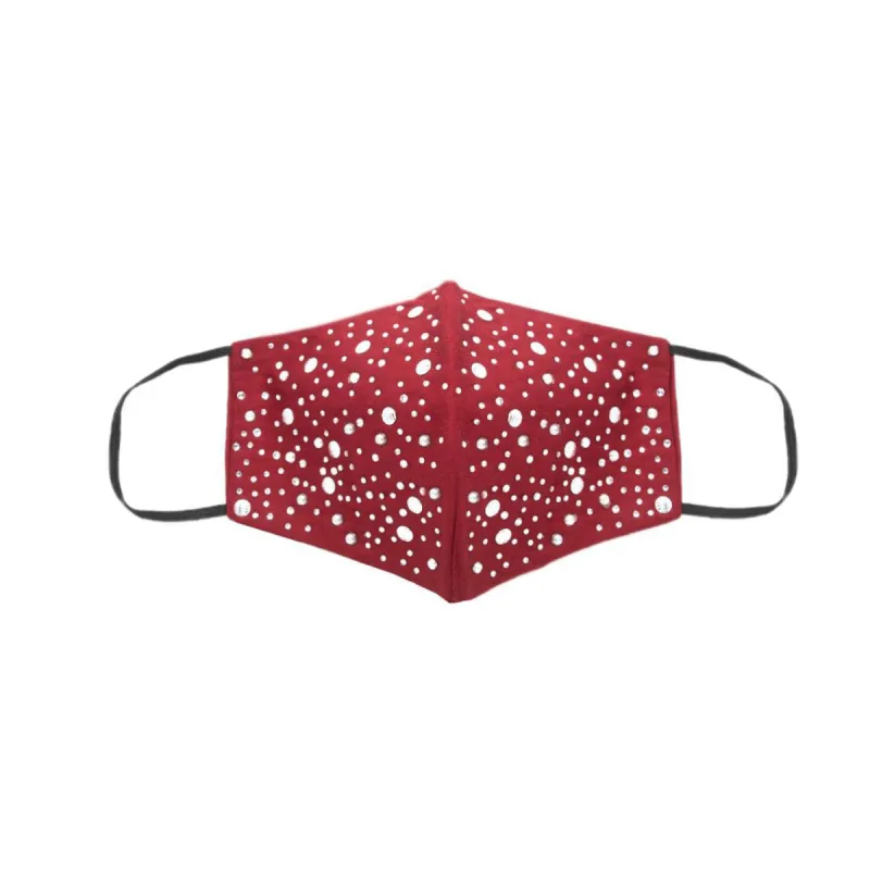 Red Silk Mask with Silver Stars Shining in Swarovski Crystals sold by Costoso Italiano