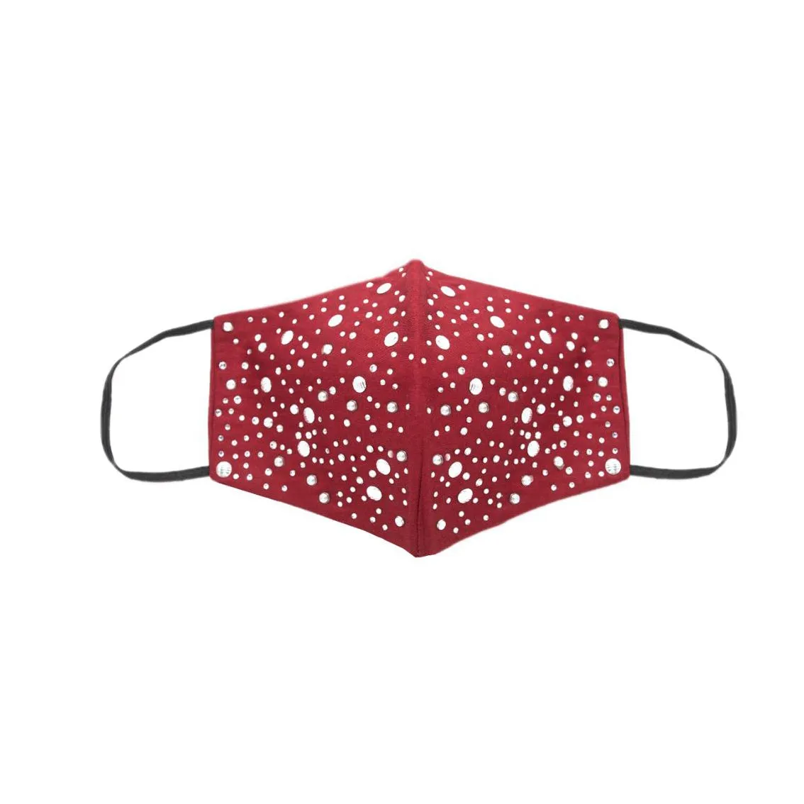 Red Silk Mask with Silver Stars Shining in Swarovski Crystals sold by Costoso Italiano