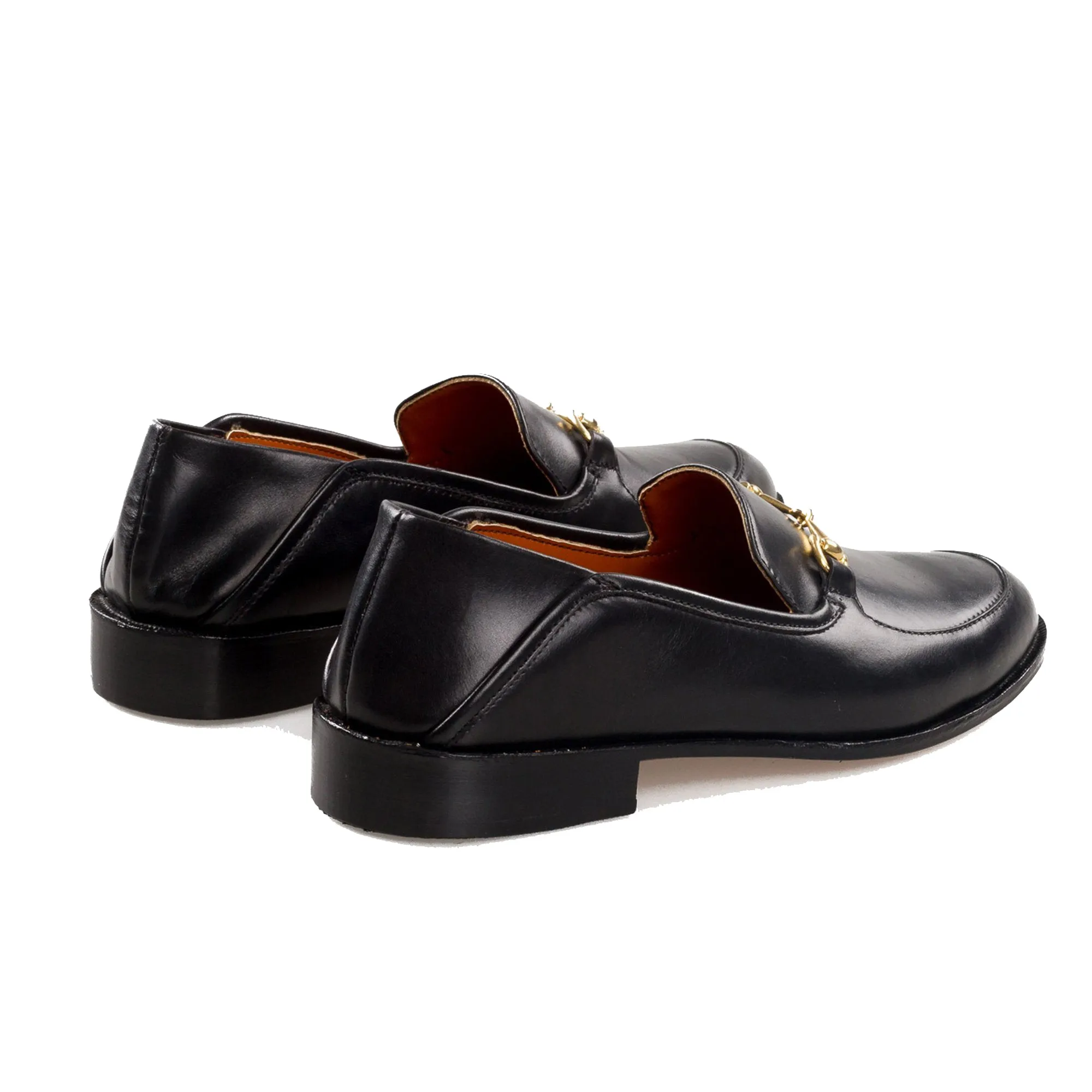 Black Leather Penela Horsebit Collapsible Loafer Slippers sold by Costoso Italiano product image thumbnail 4