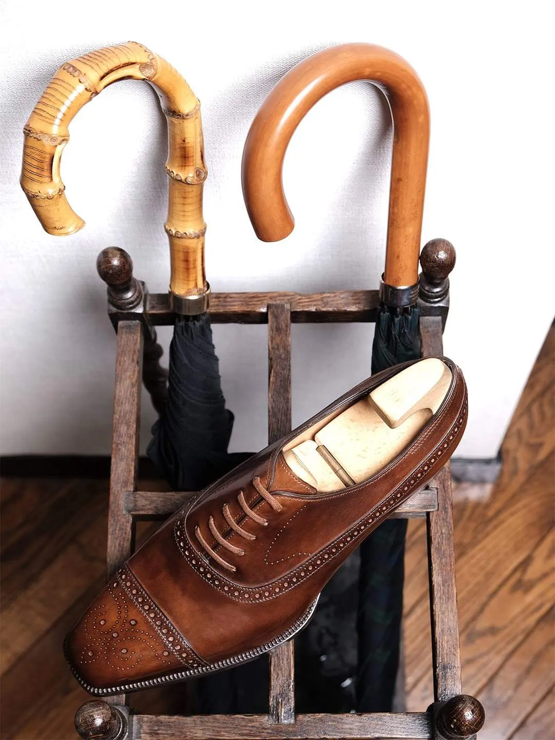 Tan Leather Callista Brogue Toe Cap Oxfords - Formal Shoes sold by Costoso Italiano