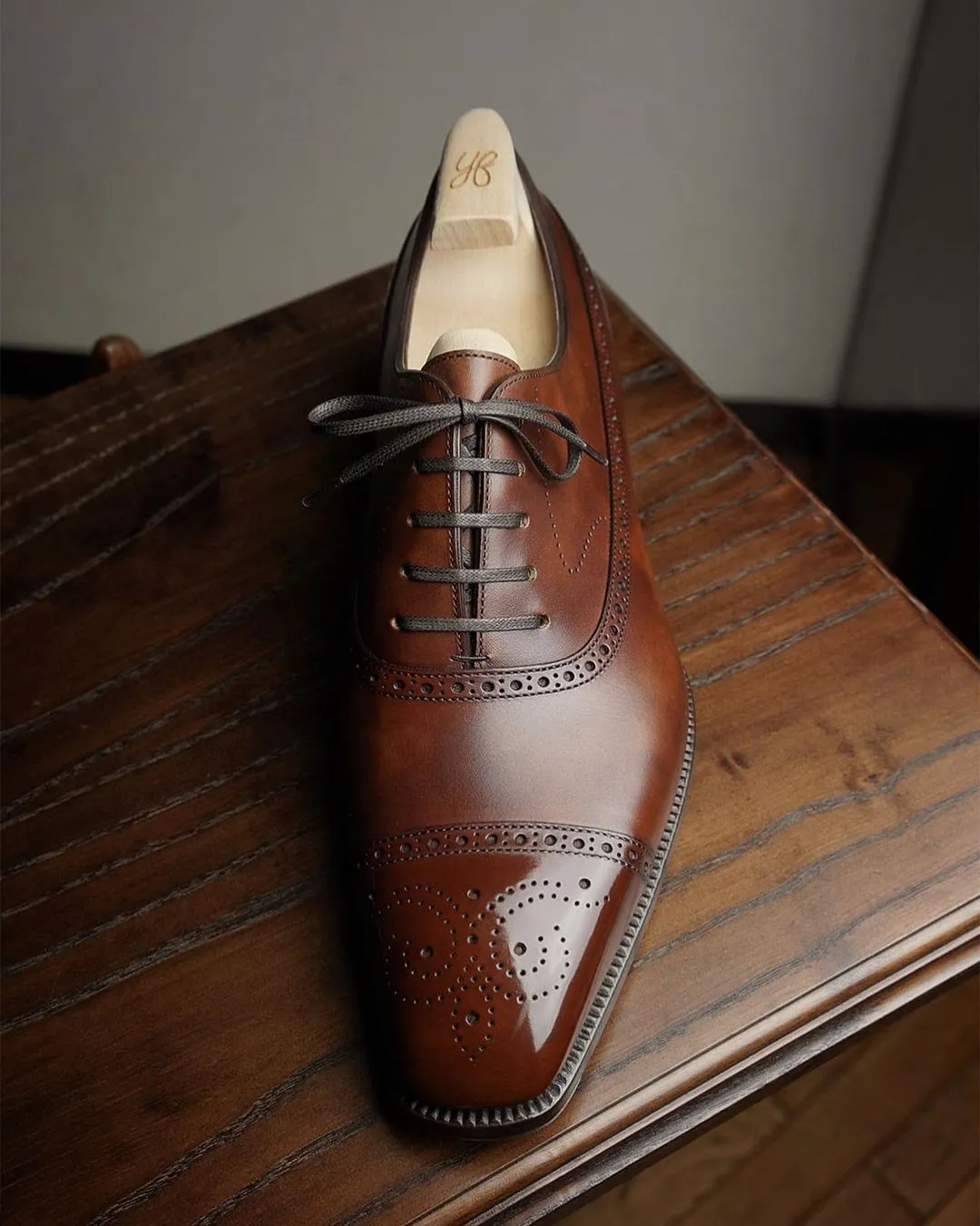 Tan Leather Callista Brogue Toe Cap Oxfords - Formal Shoes sold by Costoso Italiano product image thumbnail 3