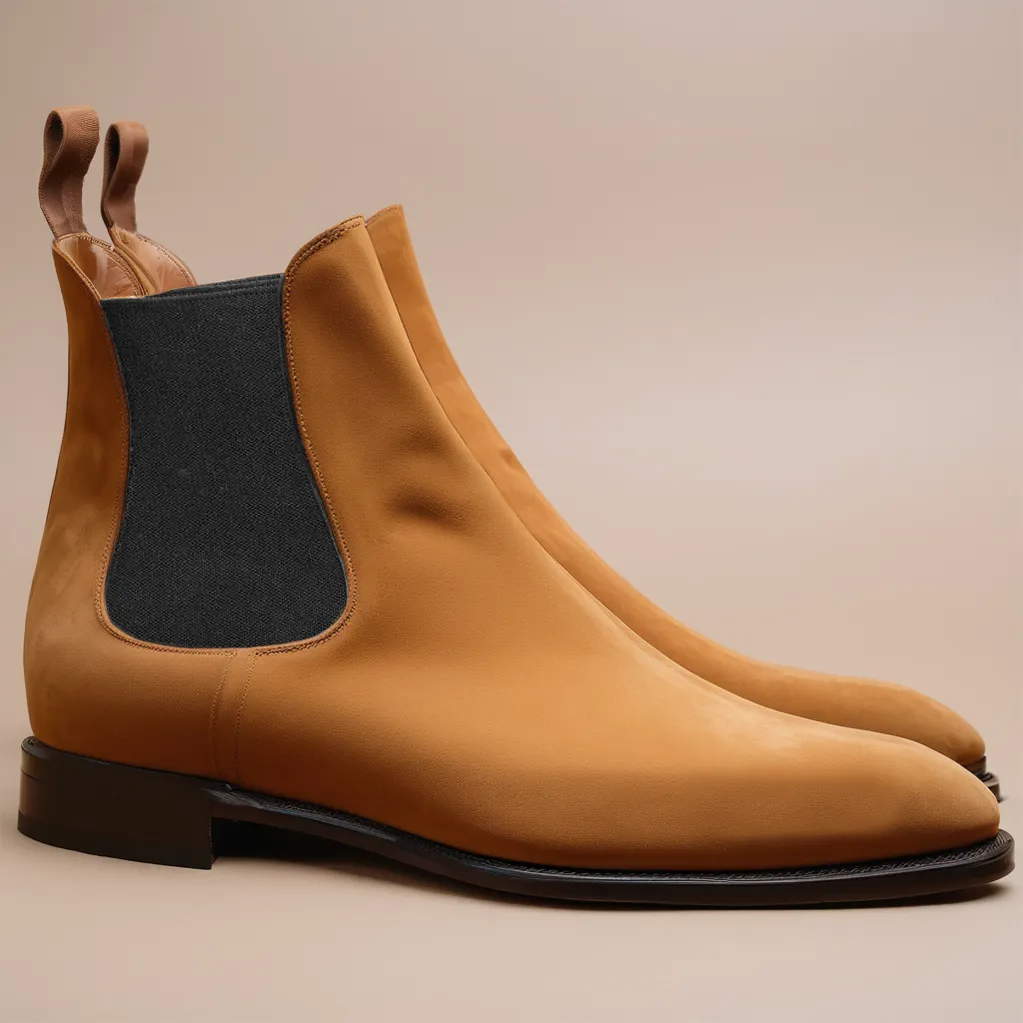 Flat Feet Shoes - Tan Suede Leather Fenland Slip On Chelsea Boots with Arch Support sold by Costoso Italiano