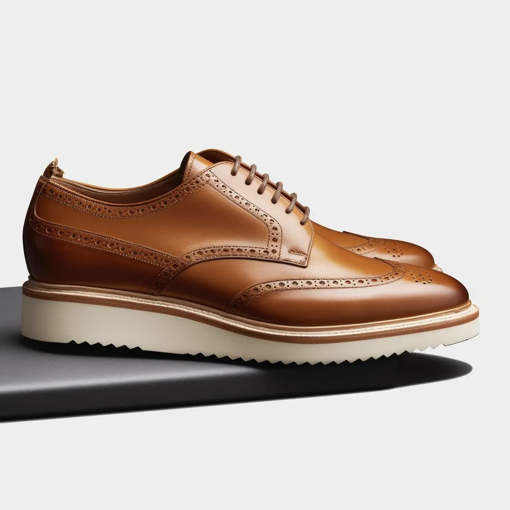 Tan Leather Ophira Lace Up Brogue Derby Shoes with White Sole - Summer 2024 Collection sold by Costoso Italiano