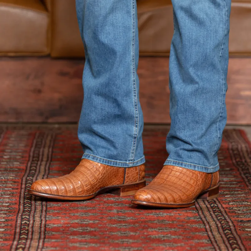 Luxury Edition - Artisian Made Height Increasing Navy Blue and Tan Italian Italian Leather Remington Slip On Zipper Western Cowboy Boots - GOODYEAR WELTED FIDDLE BACK VIOLIN SOLE sold by Costoso Italiano