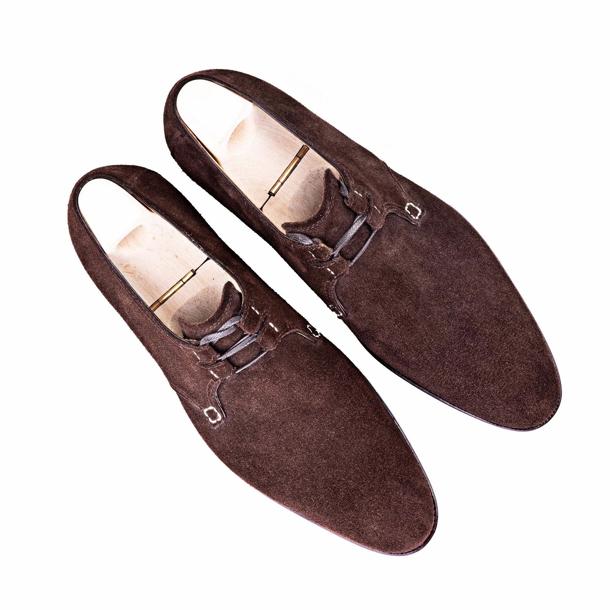 Flat Feet Shoes - Goodyear Welted Sardoal Brown Suede Derby Loafer With Violin Leather Sole with Arch Support sold by Costoso Italiano product image thumbnail 3