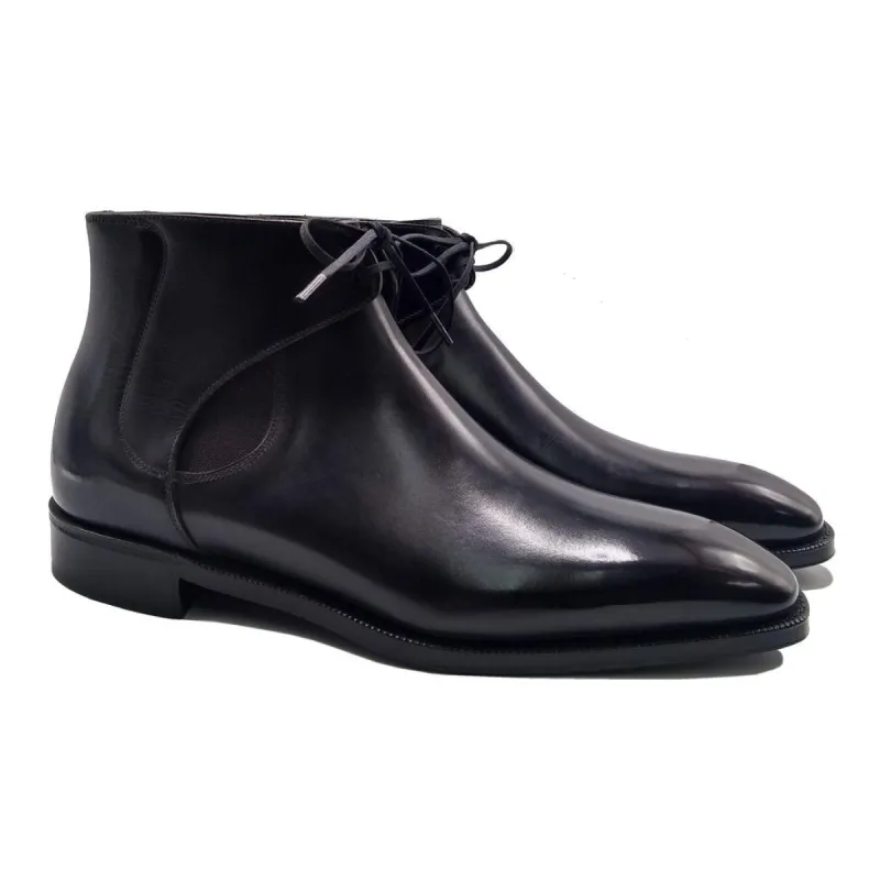 Flat Feet Shoes - Black Leather Cowra Chelsea Boots with Arch Support sold by Costoso Italiano