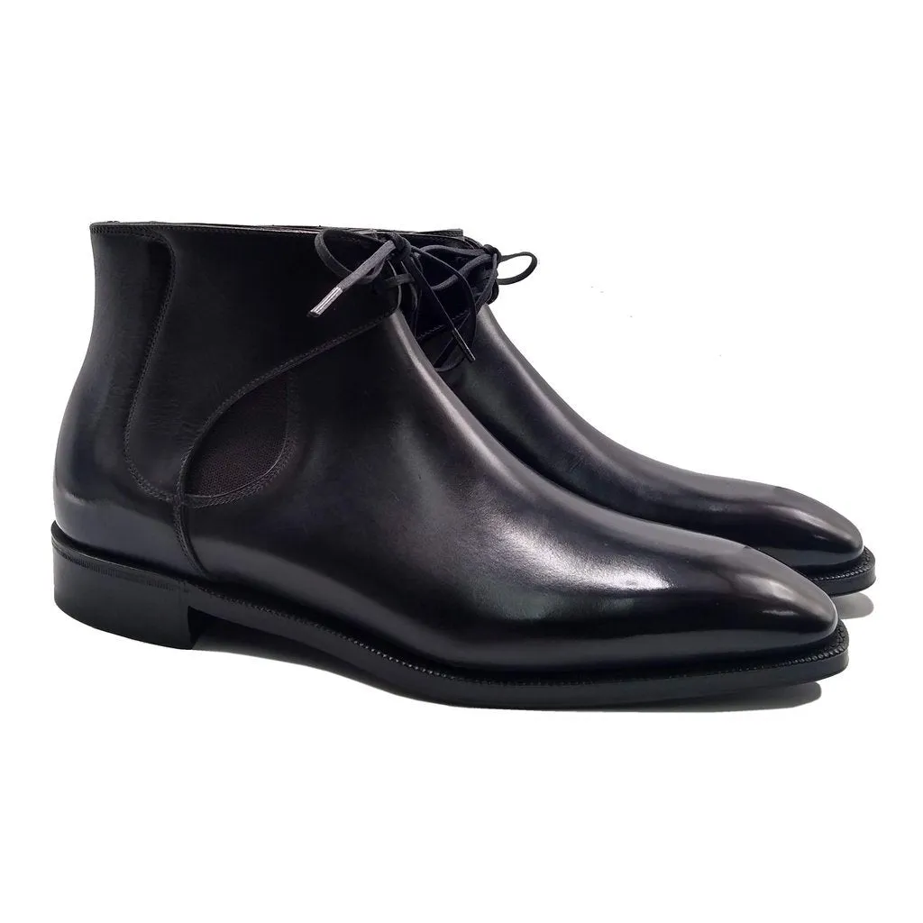 Flat Feet Shoes - Black Leather Cowra Chelsea Boots with Arch Support sold by Costoso Italiano