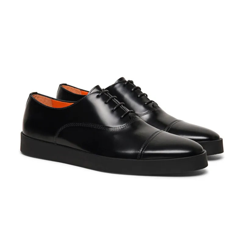Black Leather Isadora Lace Up Oxford Toe Cap Sneakers - AW24 sold by Costoso Italiano