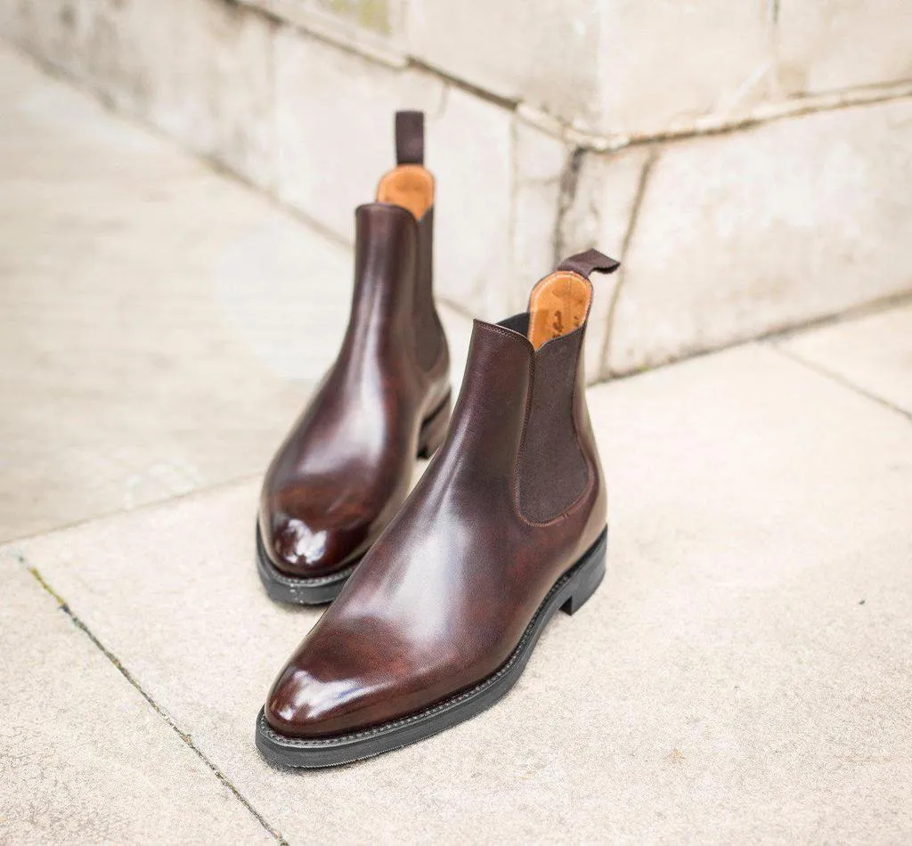 Flat Feet Shoes - Brown Leather Fenland Slip On Chelsea Boots with Arch Support sold by Costoso Italiano product image thumbnail 5