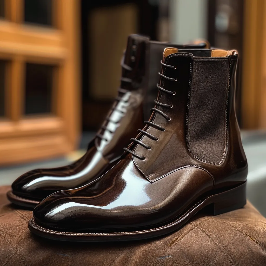 Brown Leather Modern Maven Derby Toecap Chelsea Boots - Summer 2024 Collection sold by Costoso Italiano