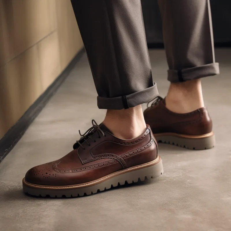 Height Increasing Burgundy Leather Ajax Chunky Derby Shoes - SS23 sold by Costoso Italiano