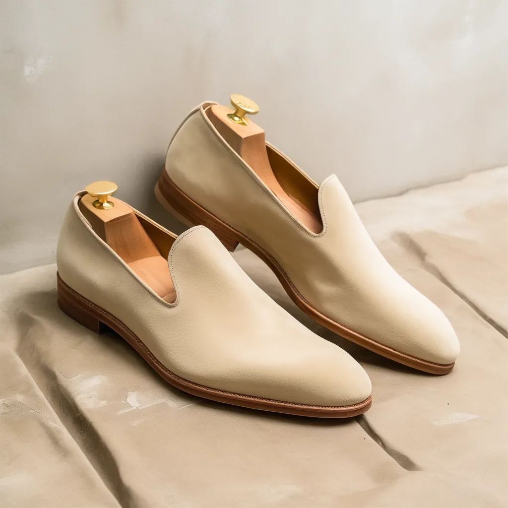 Cream Suede Leather Boreas Minimalist Loafers sold by Costoso Italiano