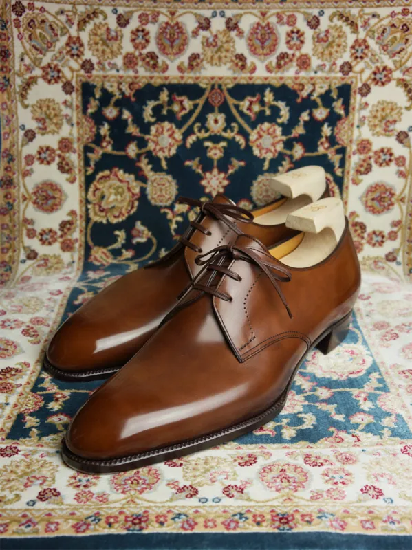 Tan Leather Geredene Derby Shoes - Formal Shoes sold by Costoso Italiano