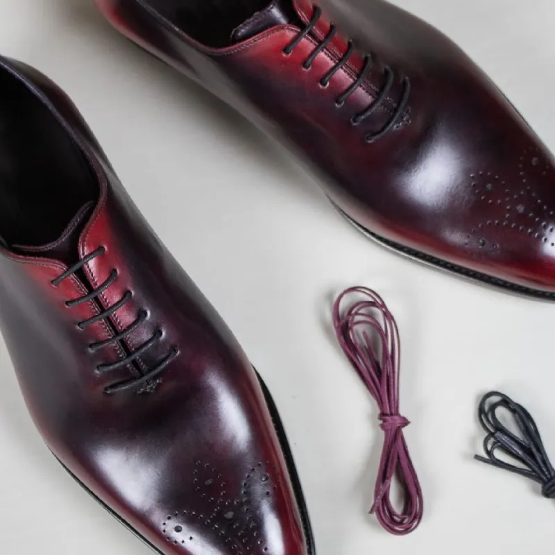 Burgundy Brown Leather Monsanto Oxfords - Formal Shoes sold by Costoso Italiano