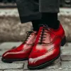 Red Leather Martino Oxford Shoe sold by Costoso Italiano