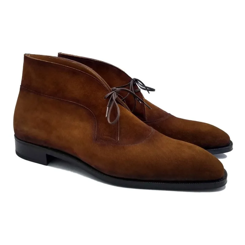 Height Increasing Brown Suede Corowa Chelsea Boots sold by Costoso Italiano