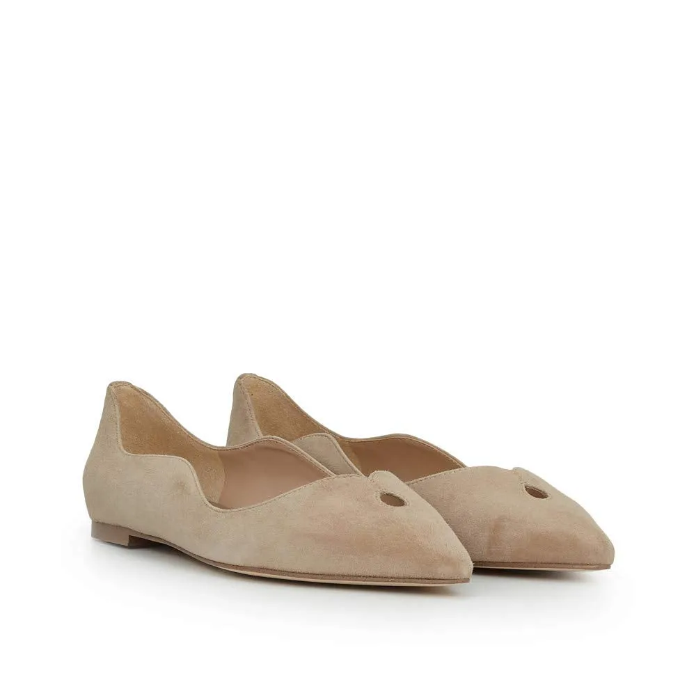 Beige Suede Isère Ballerina Flats sold by Costoso Italiano
