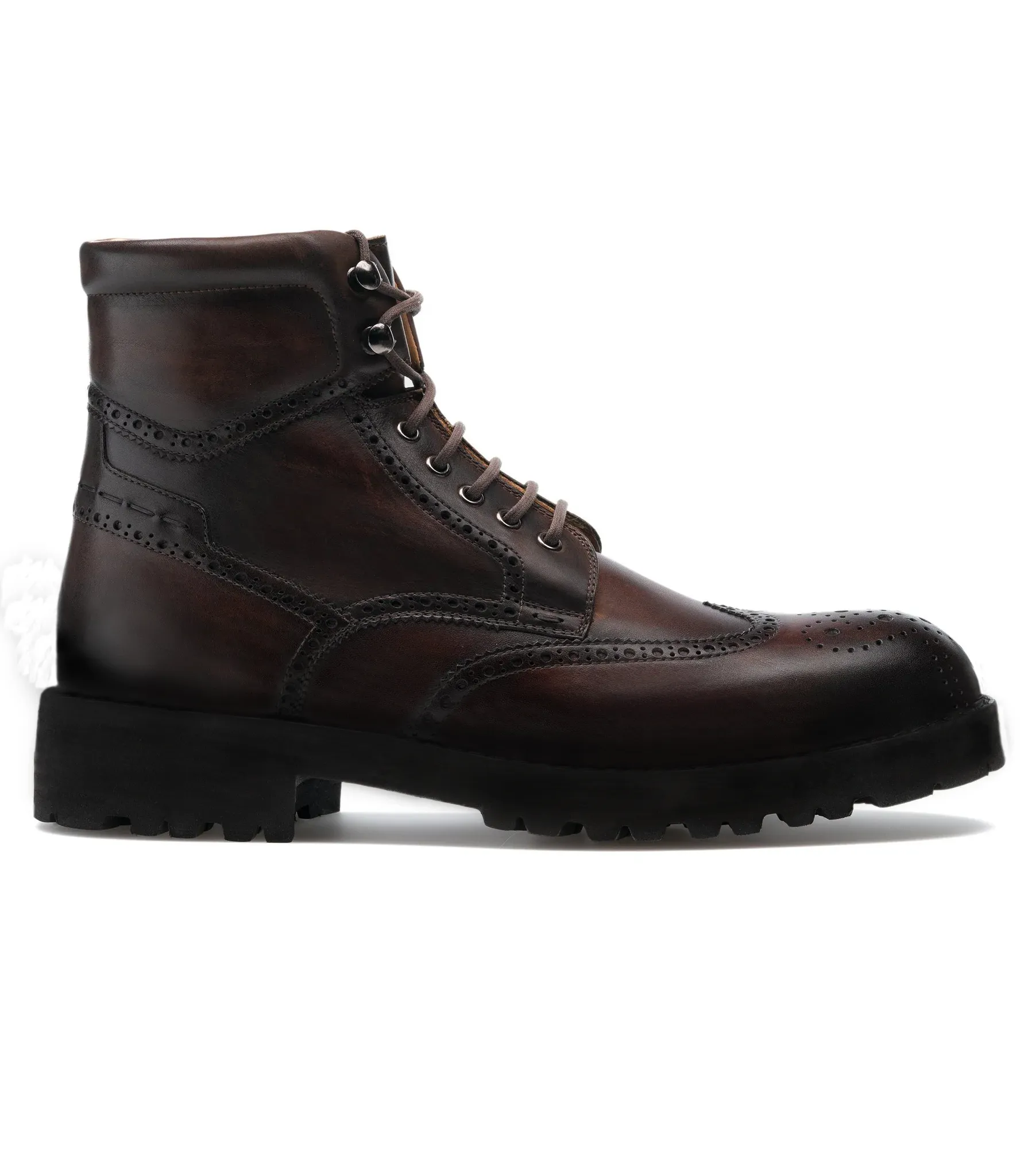 Height Increasing Brown Leather Troyes Chunky Derby Boots sold by Costoso Italiano product image thumbnail 3