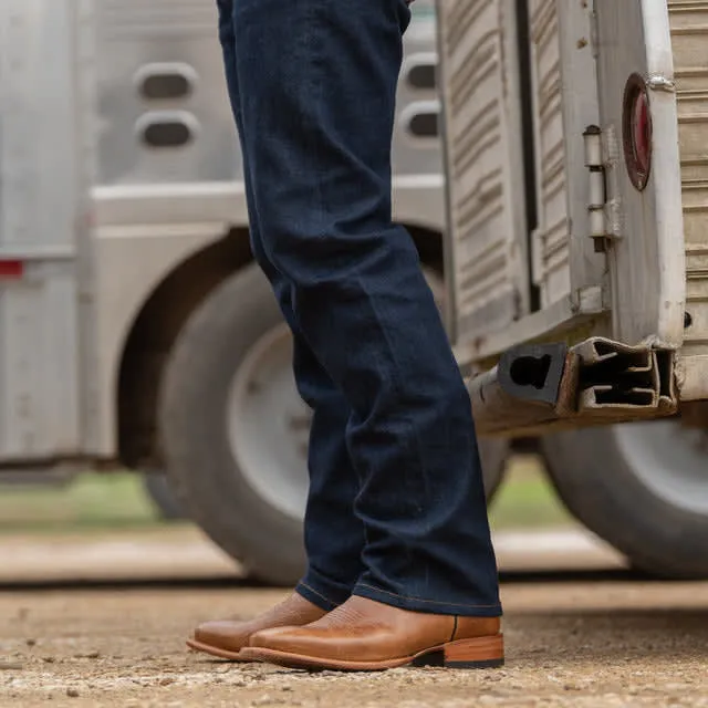 Tan and Navy Blue Leather Bartlett Slip On Zipper Western Cowboy Boots sold by Costoso Italiano product image thumbnail 5