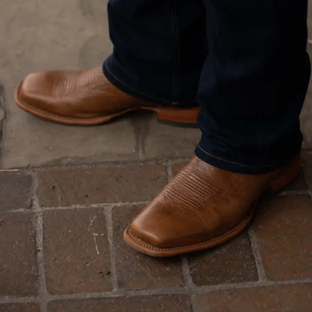 Tan and Navy Blue Leather Bartlett Slip On Zipper Western Cowboy Boots sold by Costoso Italiano product image thumbnail 3