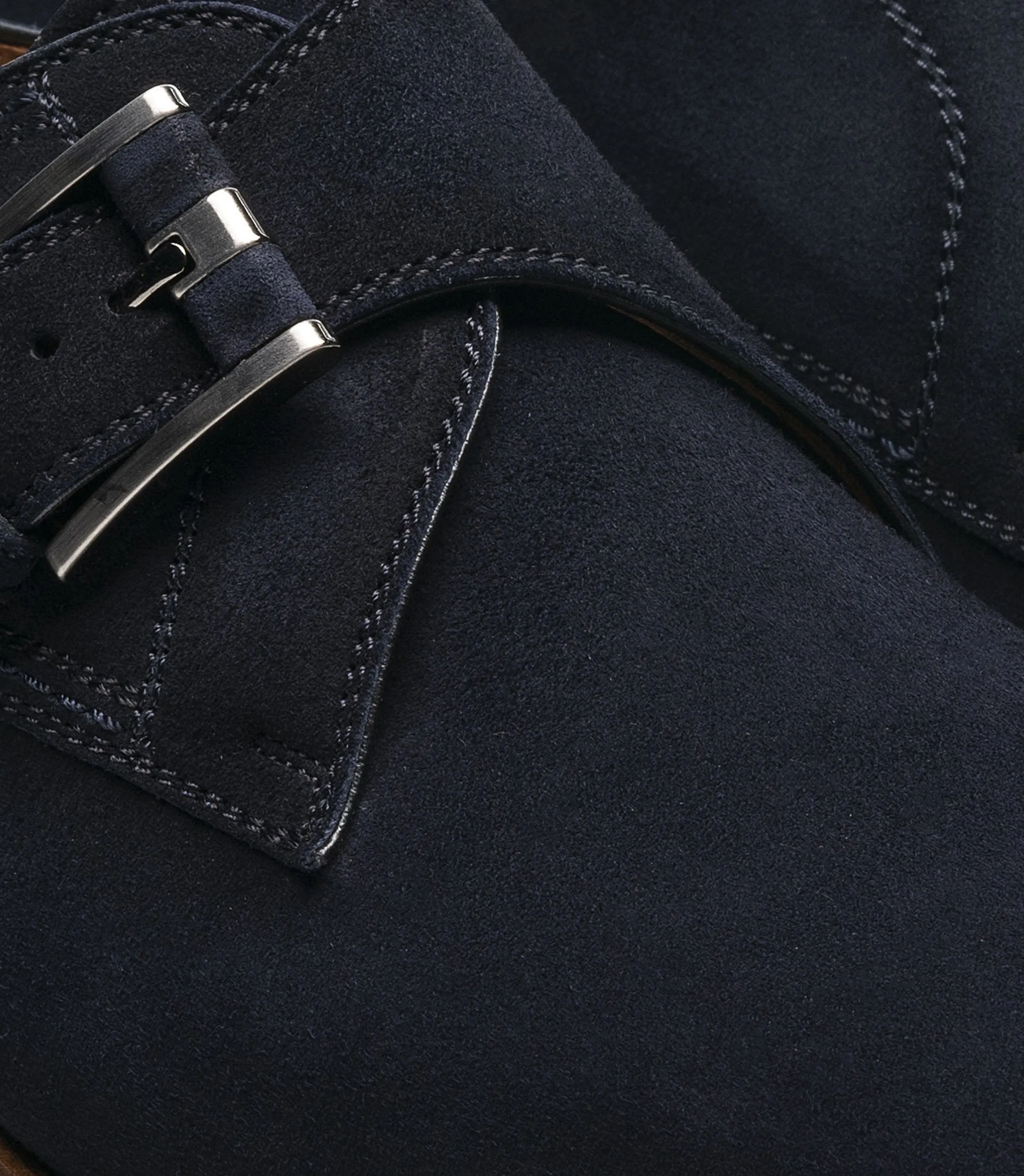 Flat Feet Shoes - Navy Blue Suede Cheshire Monk Strap Shoes with Arch Support sold by Costoso Italiano product image thumbnail 3