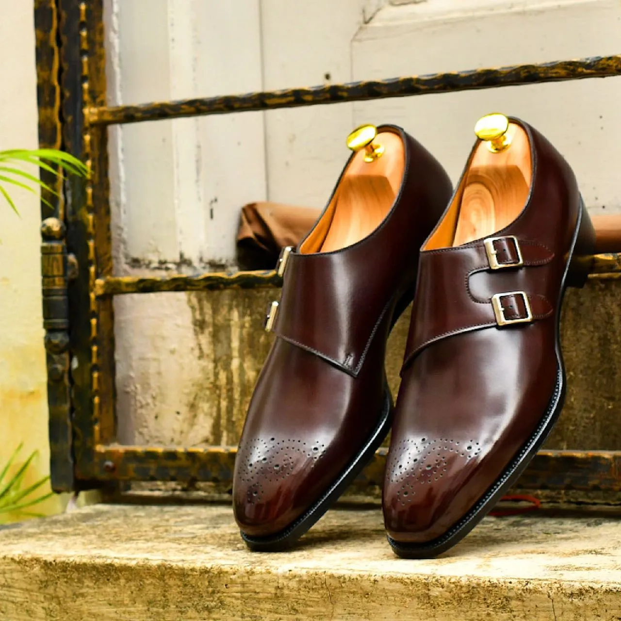 Brown Leather Olivara Double Monk Straps - AW24 sold by Costoso Italiano