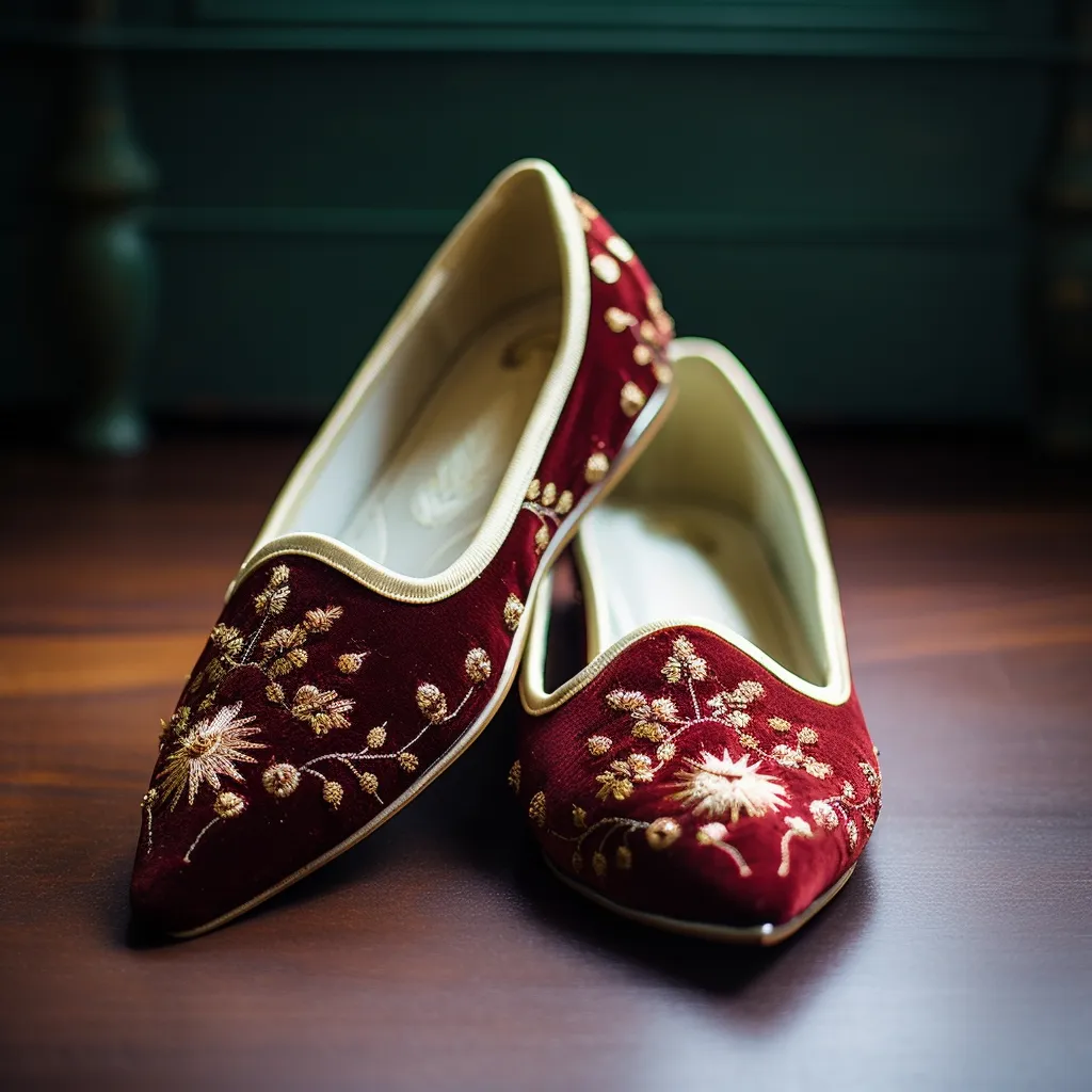 Red Velvet Hand Work Zardozi Peshawari Loafers | Wedding Shoes for Groom | Shoes for Haldi Mehendi Sangeet sold by Costoso Italiano