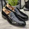Black Croc Print Leather Ansano Loafers sold by Costoso Italiano
