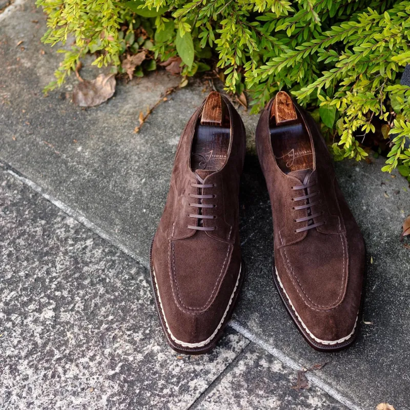 Norwegian Welted Brown Suede Larissa Derby Shoes - AW24 sold by Costoso Italiano