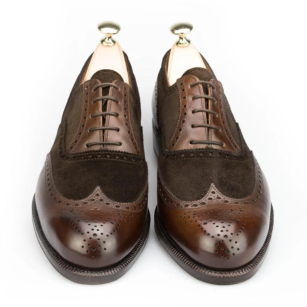 Flat Feet Shoes - Brown Suede & Leather Romford Brogue Oxfords with Arch Support sold by Costoso Italiano product image thumbnail 2