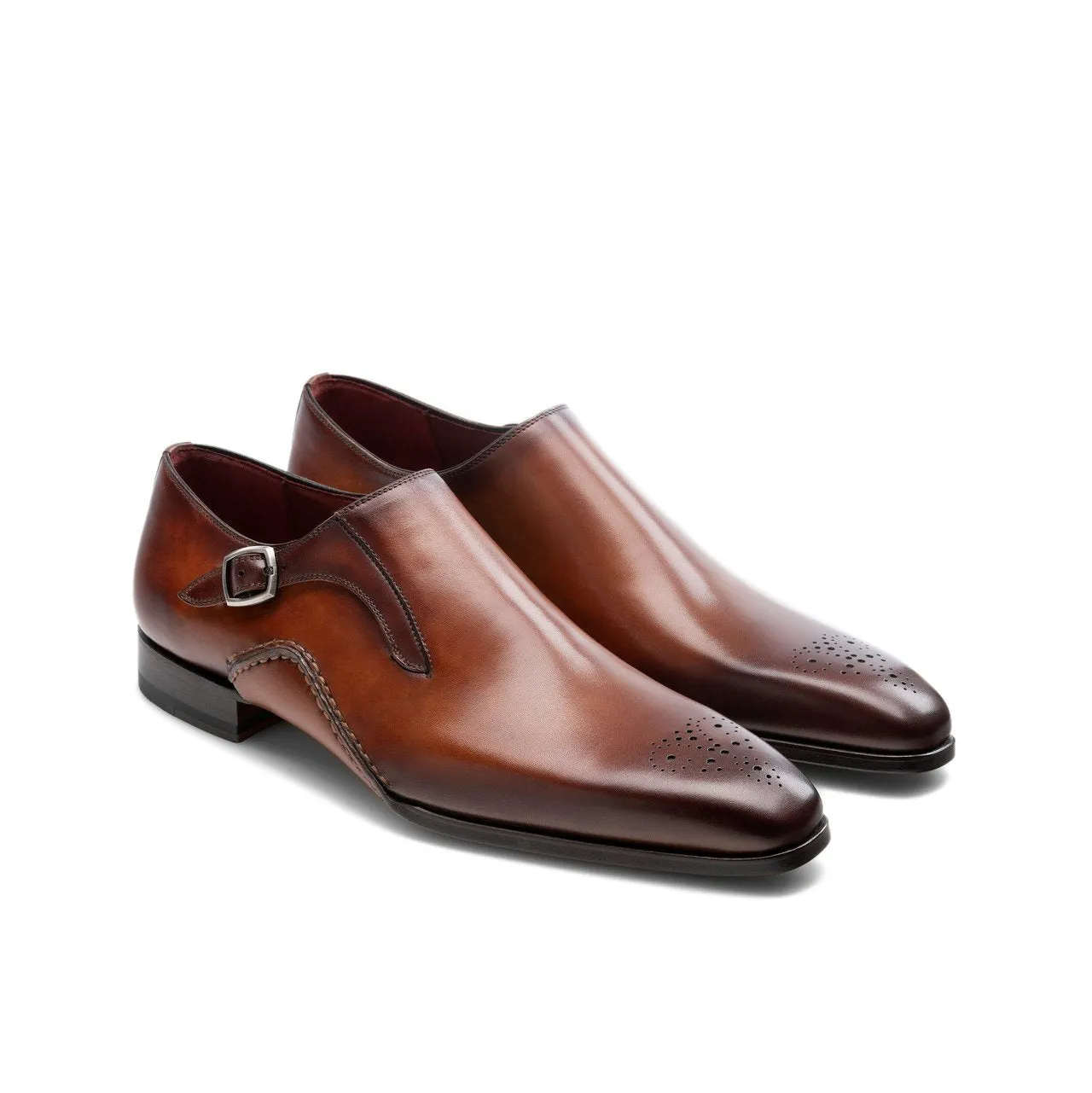 Flat Feet Shoes - Brown Leather Victoria Monk Straps Shoes with Arch Support sold by Costoso Italiano
