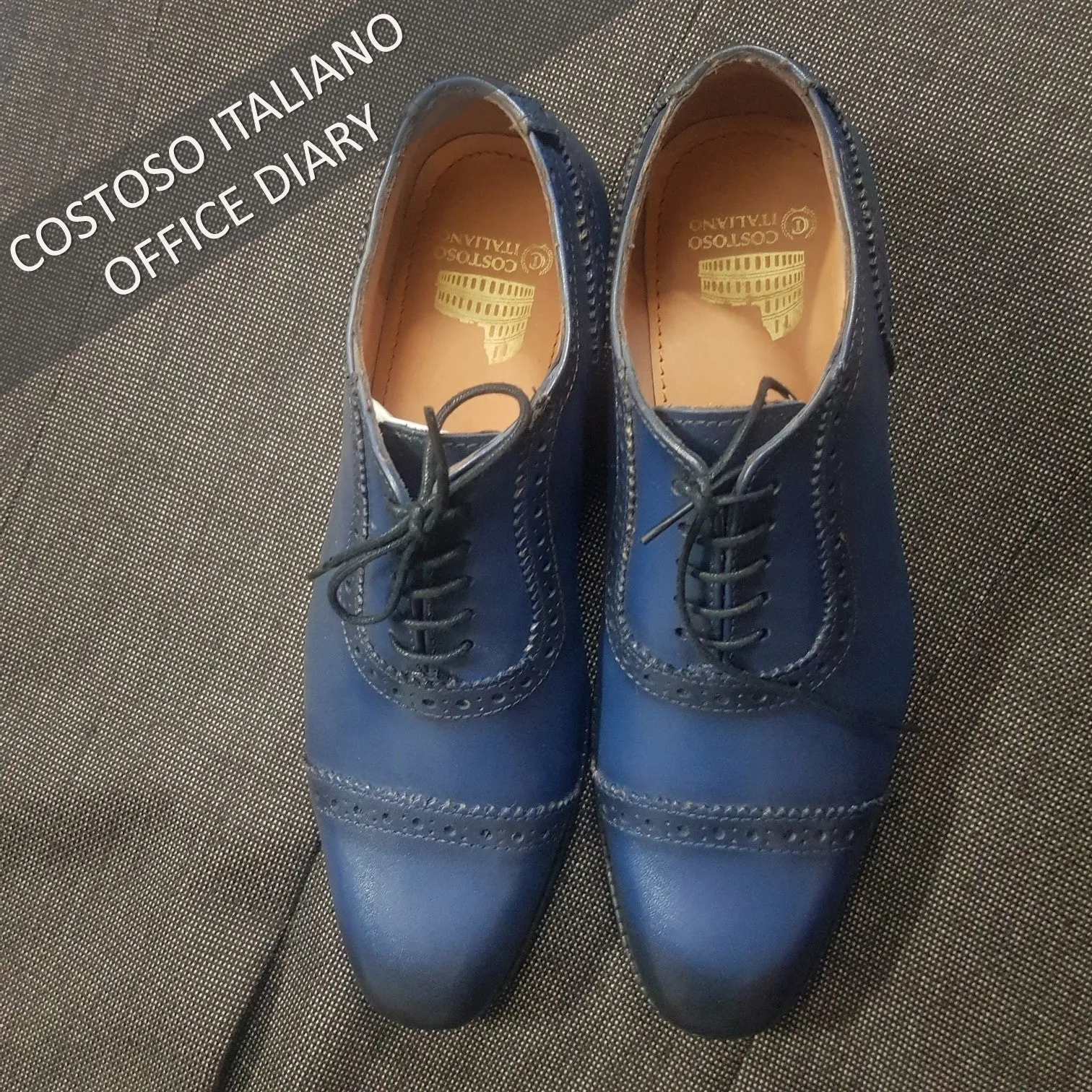 Height Increasing Navy Blue Leather Clapton Brogue Oxfords sold by Costoso Italiano product image thumbnail 4