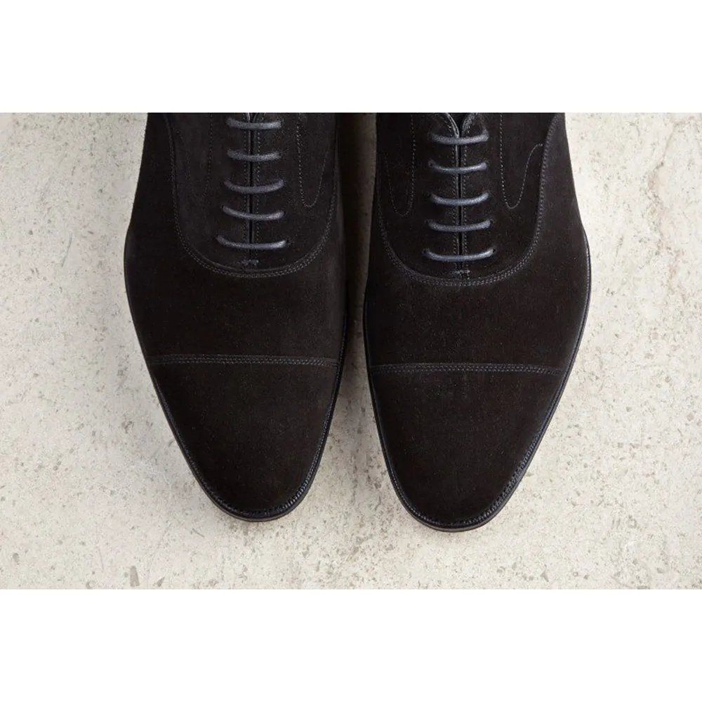 Height Increasing Black Suede Waltham Toe Cap Oxfords sold by Costoso Italiano product image thumbnail 4