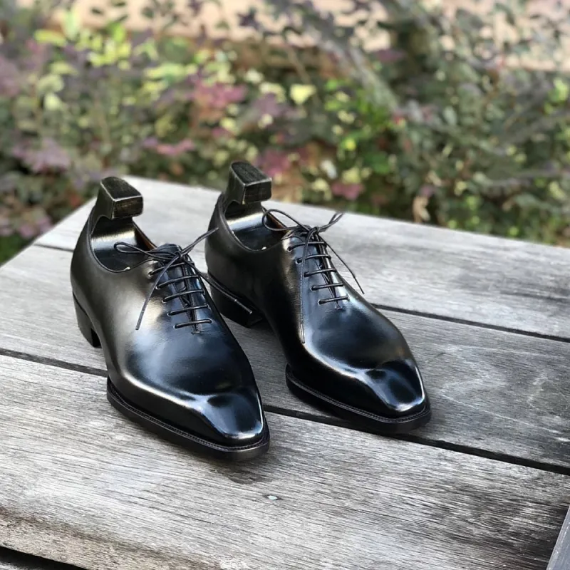 Black Leather Pamira Whole Cut Oxfords - Formal Shoes - AW24 sold by Costoso Italiano