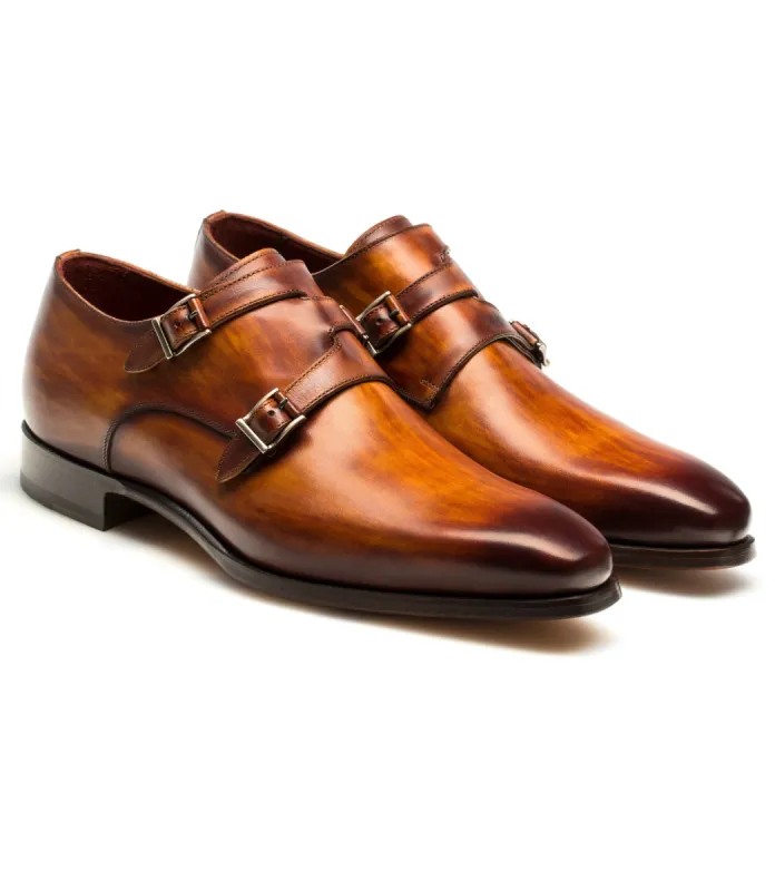 Flat Feet Shoes - Brown Leather Leminst Monk Strap Shoes with Arch Support sold by Costoso Italiano