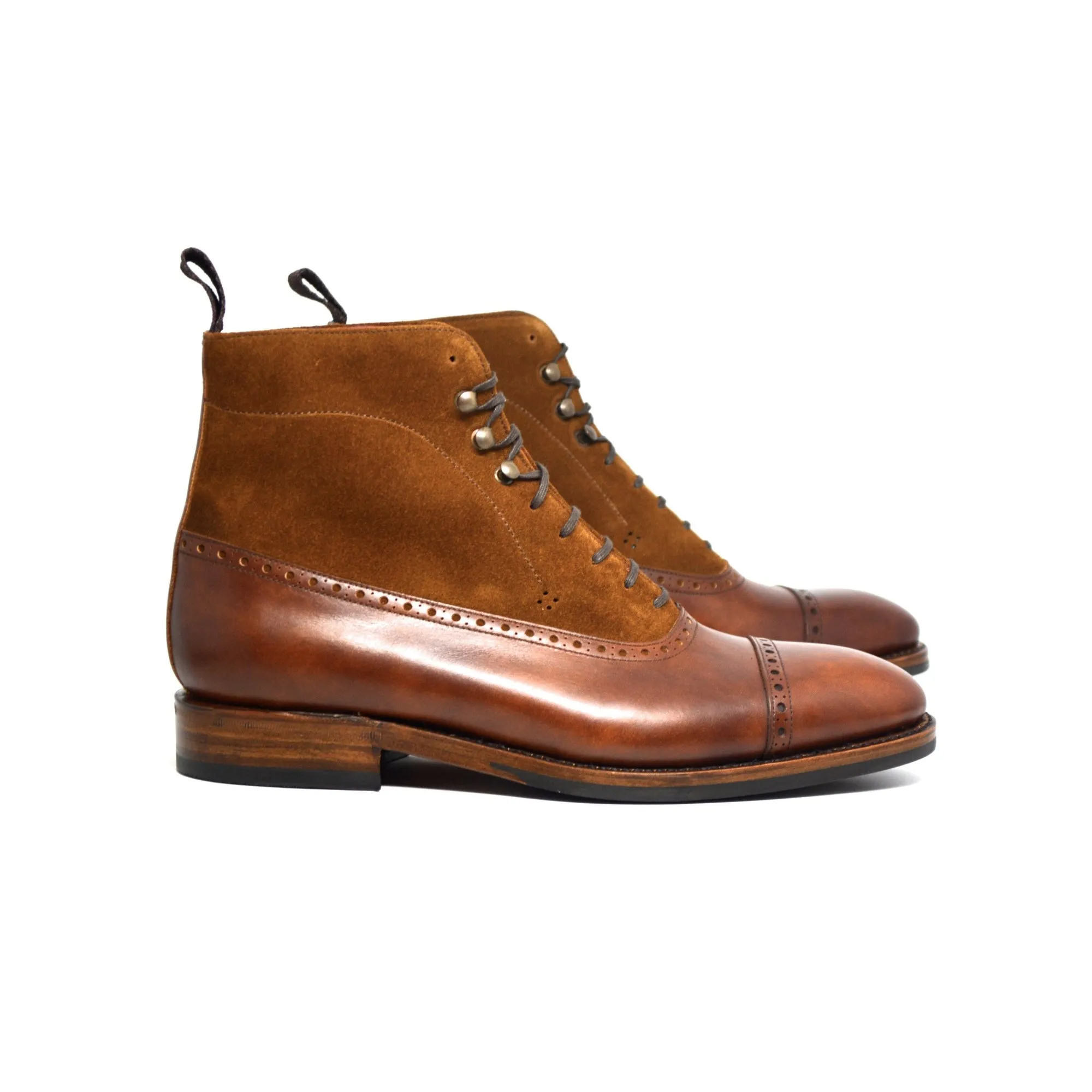 Height Increasing Tan Leather & Suede Clifton Lace Up Boots sold by Costoso Italiano product image thumbnail 5