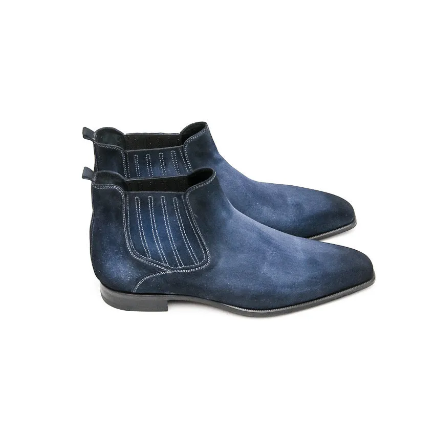 Height Increasing Goodyear Welted Cadaval Denim Blue Suede Chelsea Boot with Violin Leather Sole sold by Costoso Italiano product image thumbnail 2