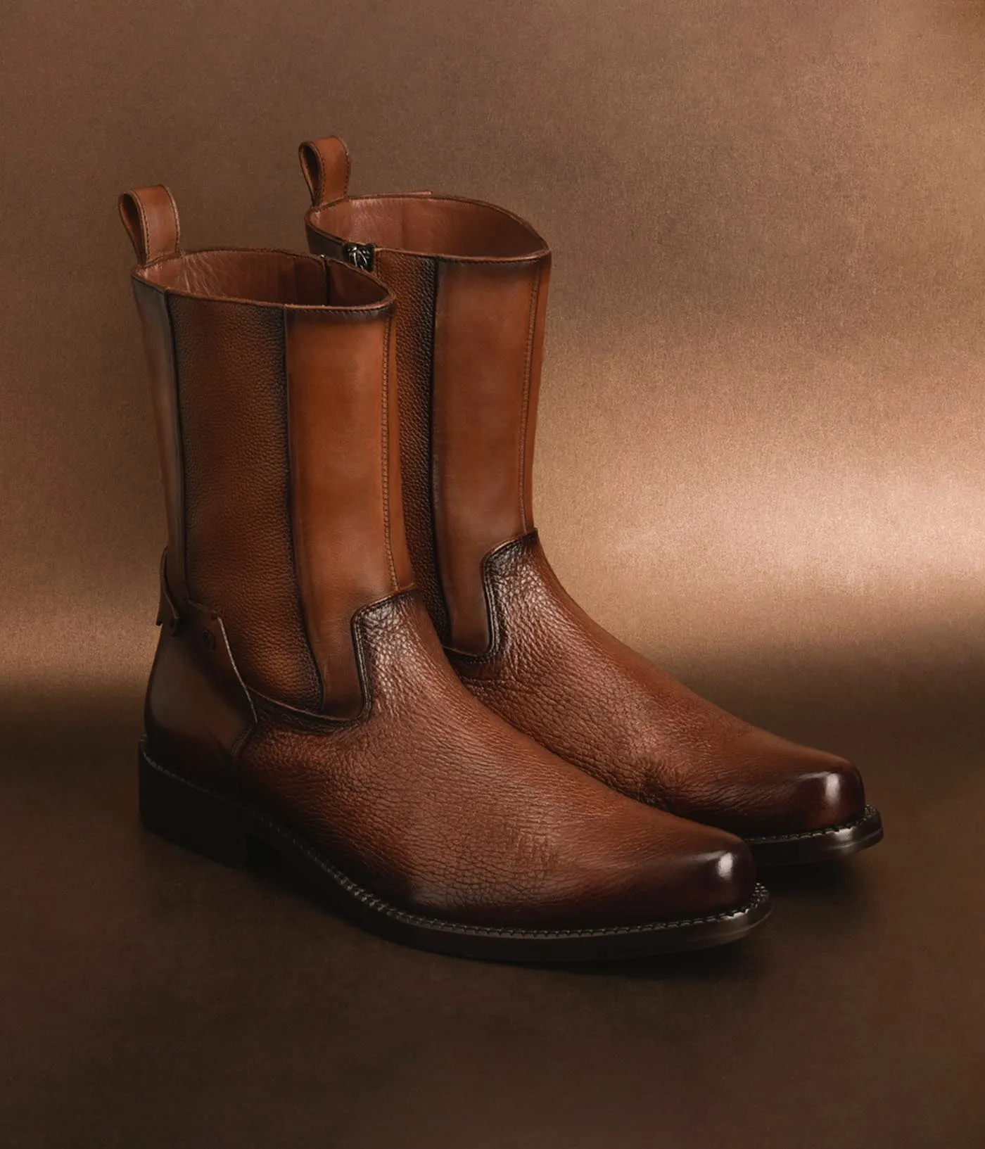 Tan Leather Rapid Rovers Zipper Boots - Summer 2024 Collection sold by Costoso Italiano