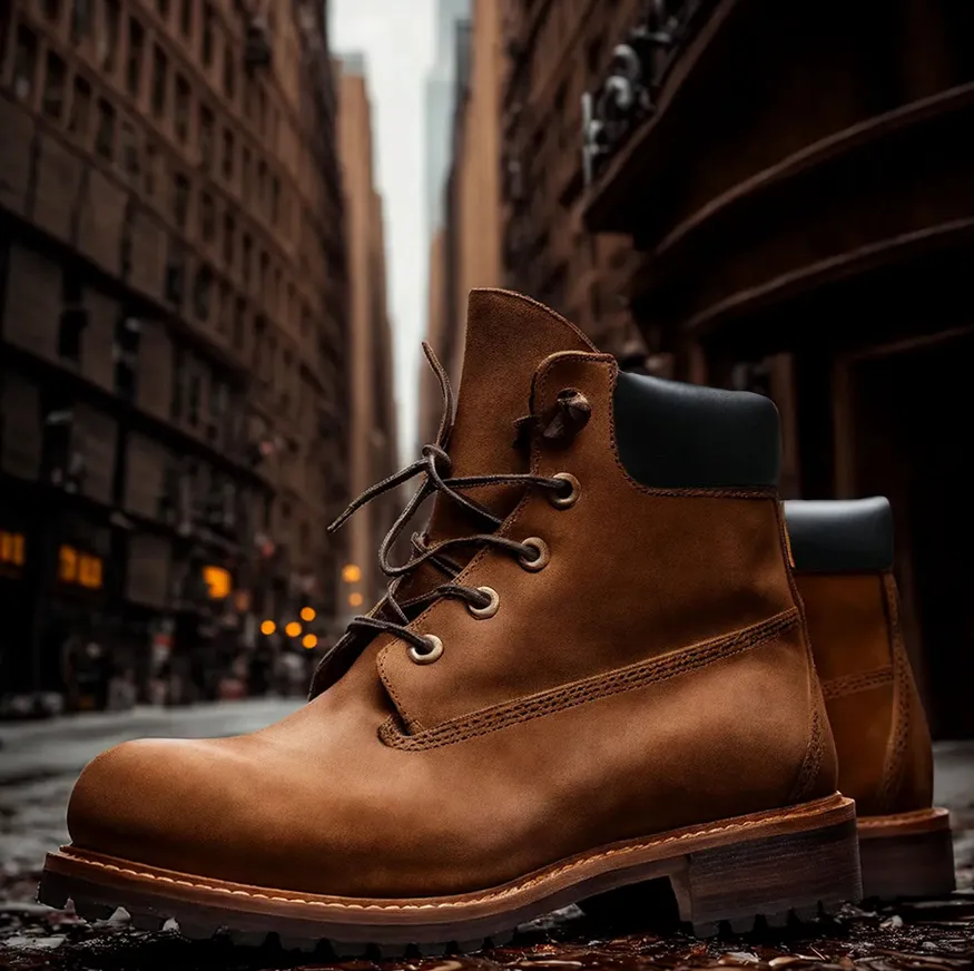 Brown Nubuck Leather Appoggio Ankle Rugged Lace Up Combat Hiking Boots with Chunky Track Sole sold by Costoso Italiano