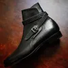 Height Increasing Black Leather Zamora Slip On Jodhpur Boots sold by Costoso Italiano