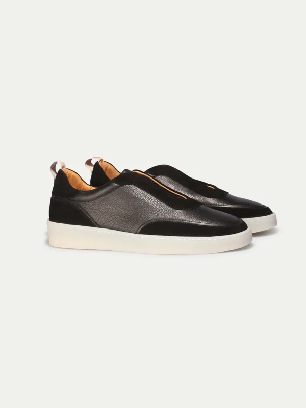 Black Leather and Suede Astrid Lace Up Sneakers - AW24 sold by Costoso Italiano