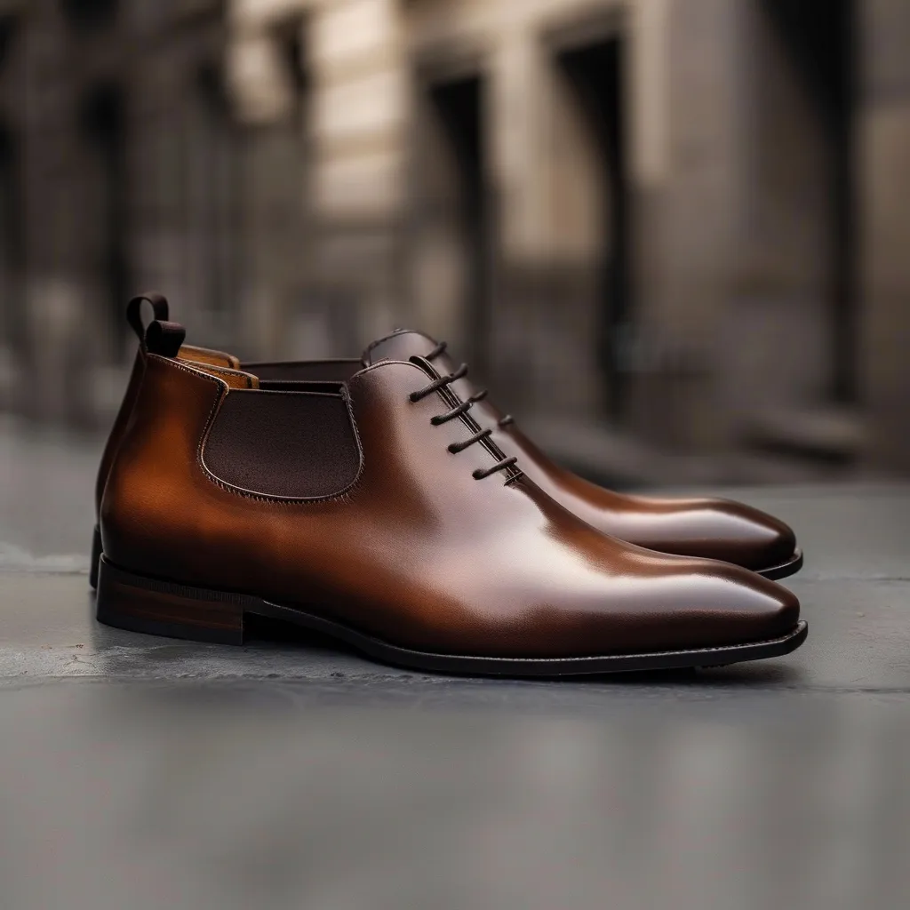 Brown Leather Mocha Magic Lace-Up Whole Cut Chelsea Boots - Summmer 2024 Collection sold by Costoso Italiano