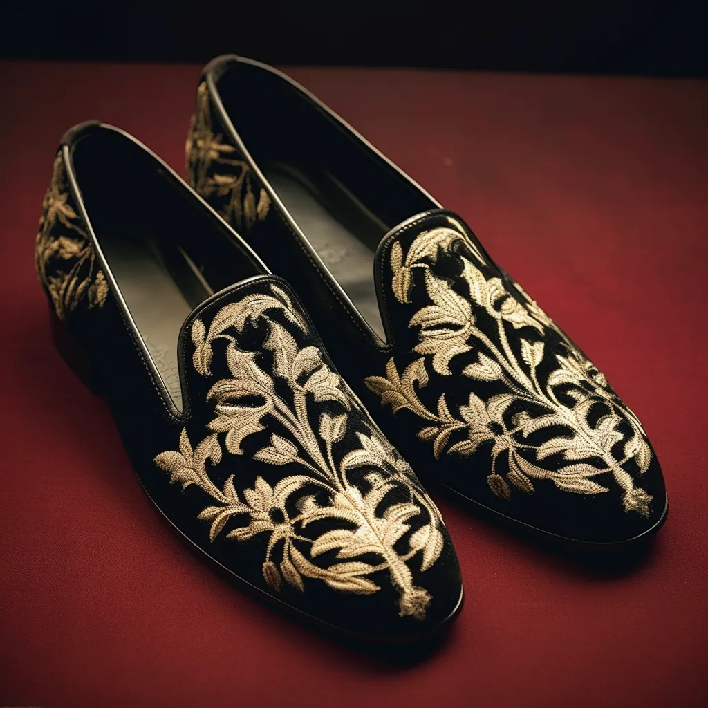 Black Velvet Hand Work Zardozi Peshawari Loafers | Wedding Shoes for Groom | Shoes for Haldi Mehendi Sangeet sold by Costoso Italiano