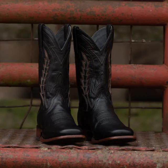 Black Leather Albany Slip On Zipper Western Cowboy Boots sold by Costoso Italiano product image thumbnail 4