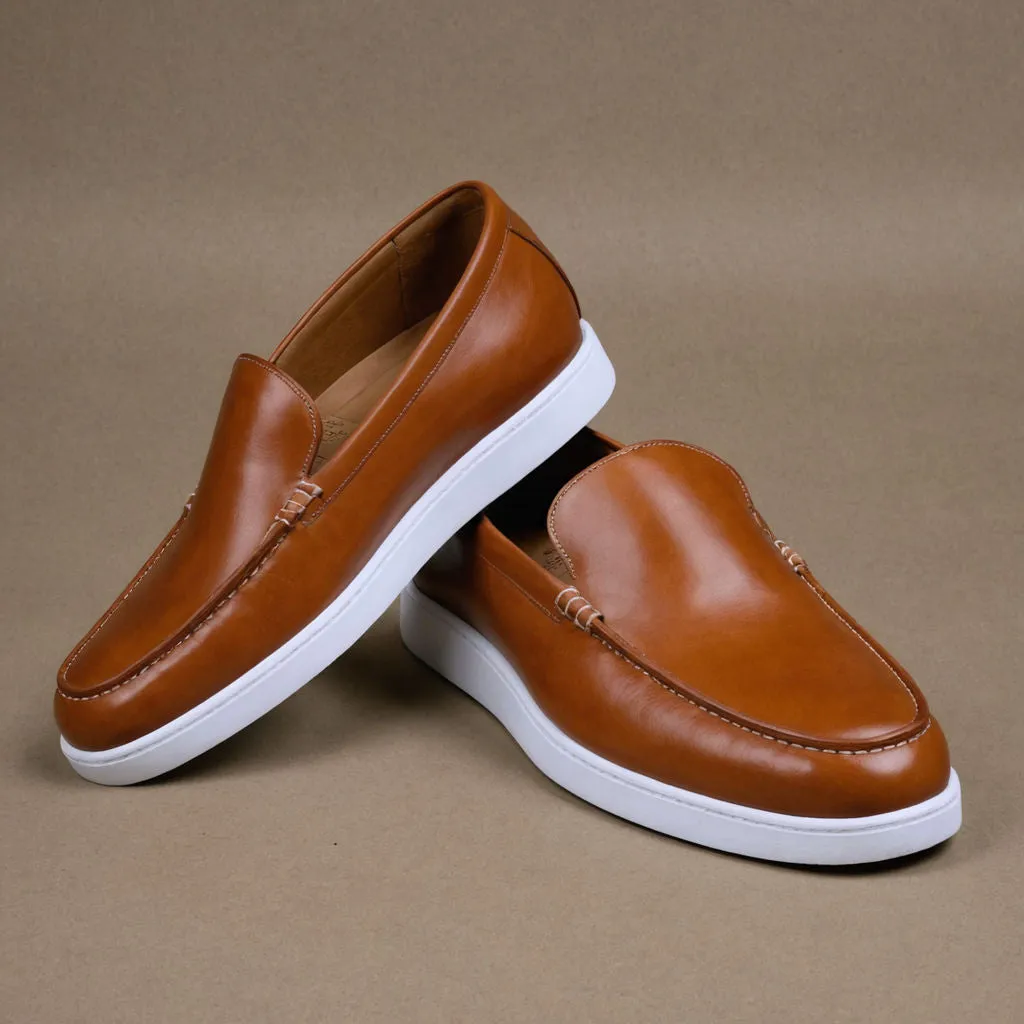 Tan Leather Magnus Slip On Sneakers sold by Costoso Italiano