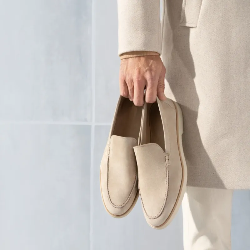 Height Increasing Cream Suede Libraria Loafers sold by Costoso Italiano