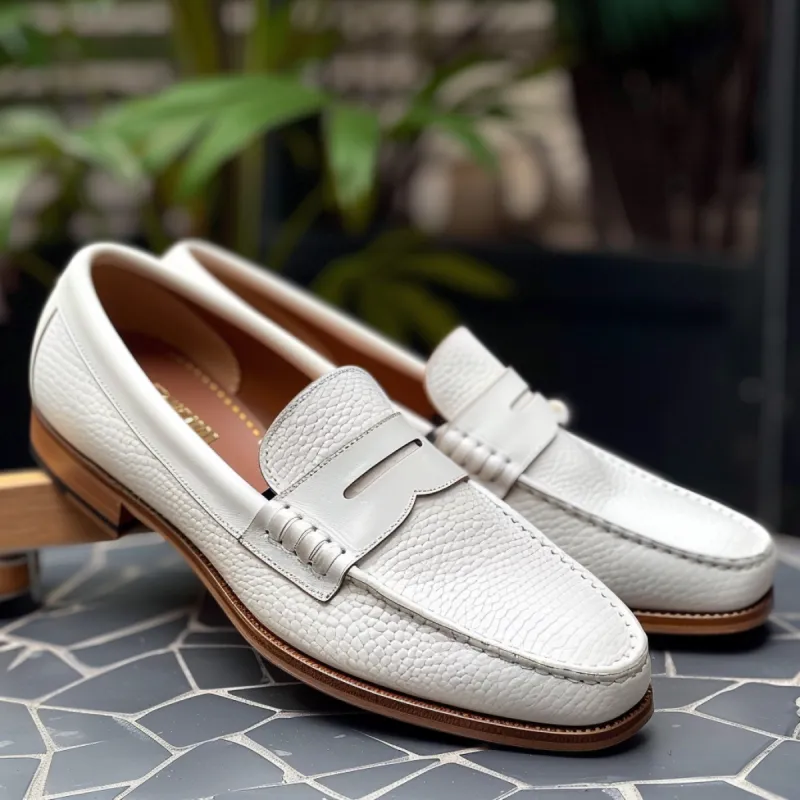 White Leather Ivory Ease Slip-On Loafers - Summer 2024 Collection sold by Costoso Italiano