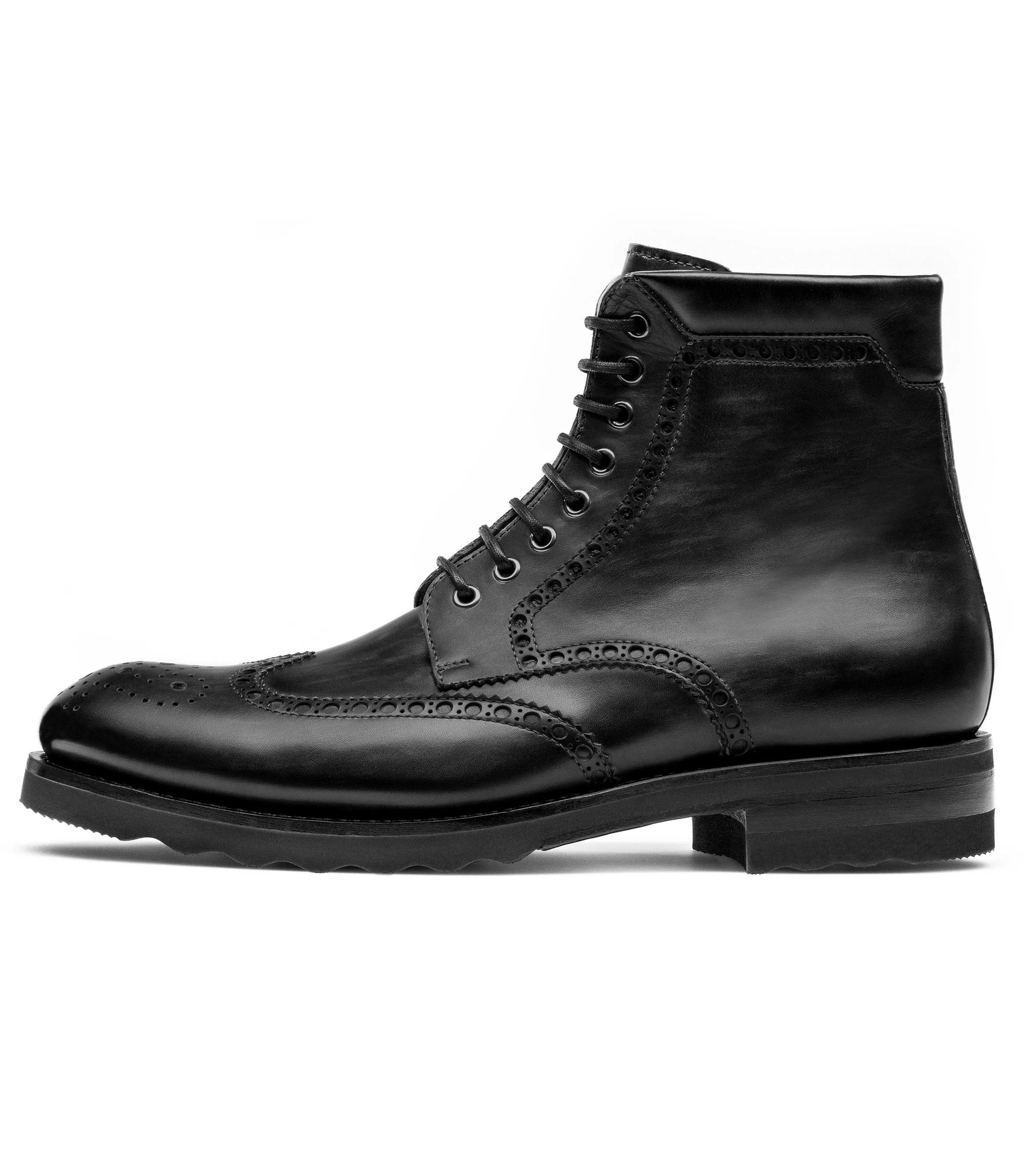 Height Increasing Black Leather Rennes Chunky Oxford Boots sold by Costoso Italiano product image thumbnail 3