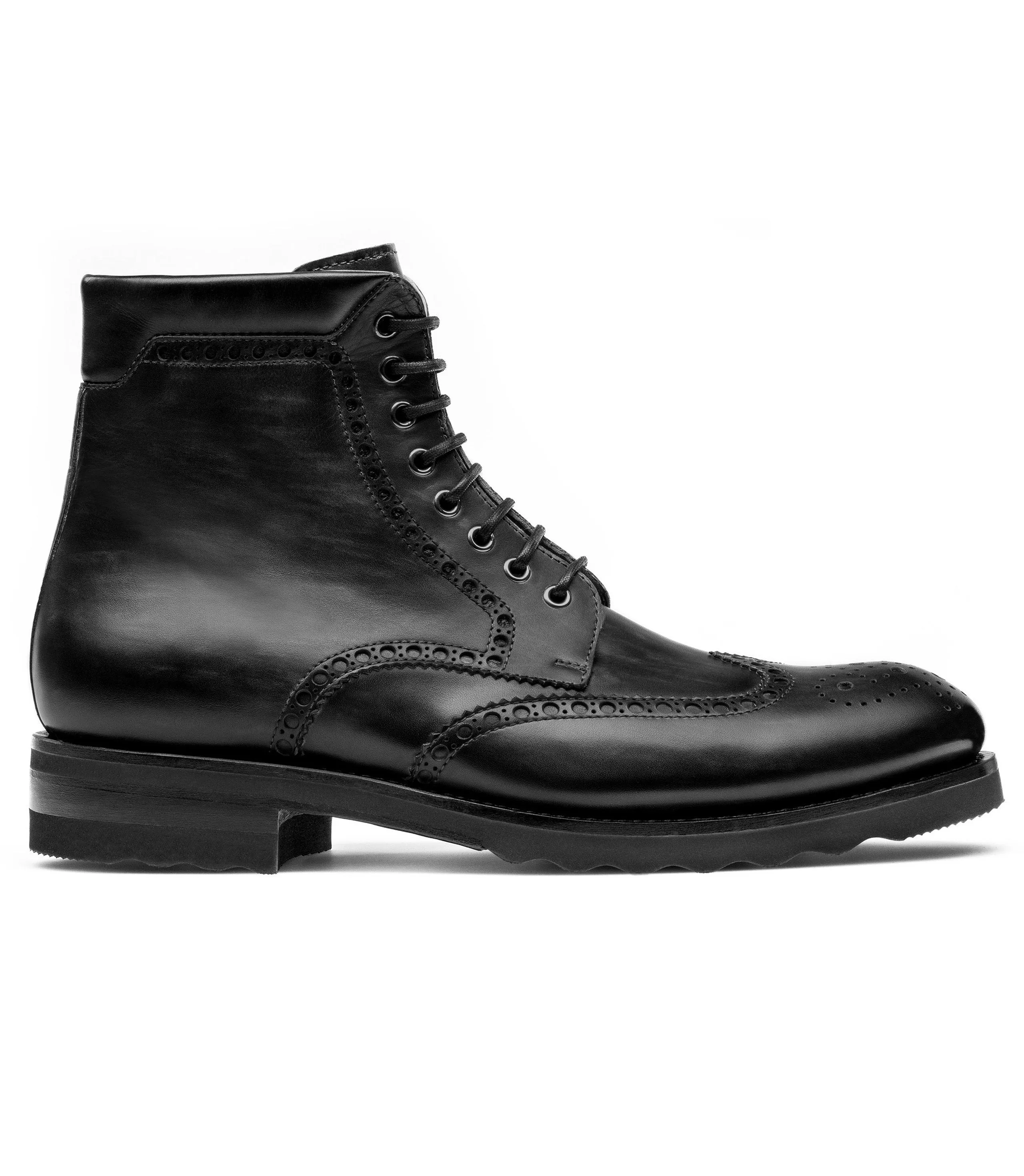 Height Increasing Black Leather Rennes Chunky Oxford Boots sold by Costoso Italiano product image thumbnail 2