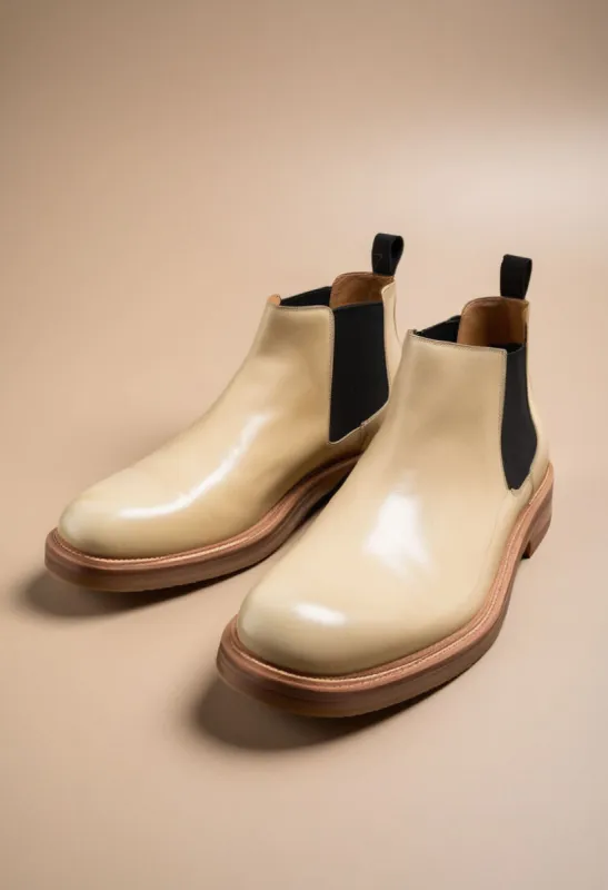 Cream Leather Grayson Chelsea Boot sold by Costoso Italiano
